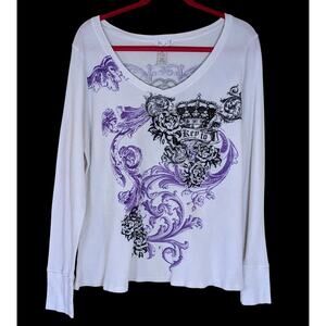 Love To Love Top Women 2X V-Neck T-Shirt Long Sleeve Graphic Key To My Heart